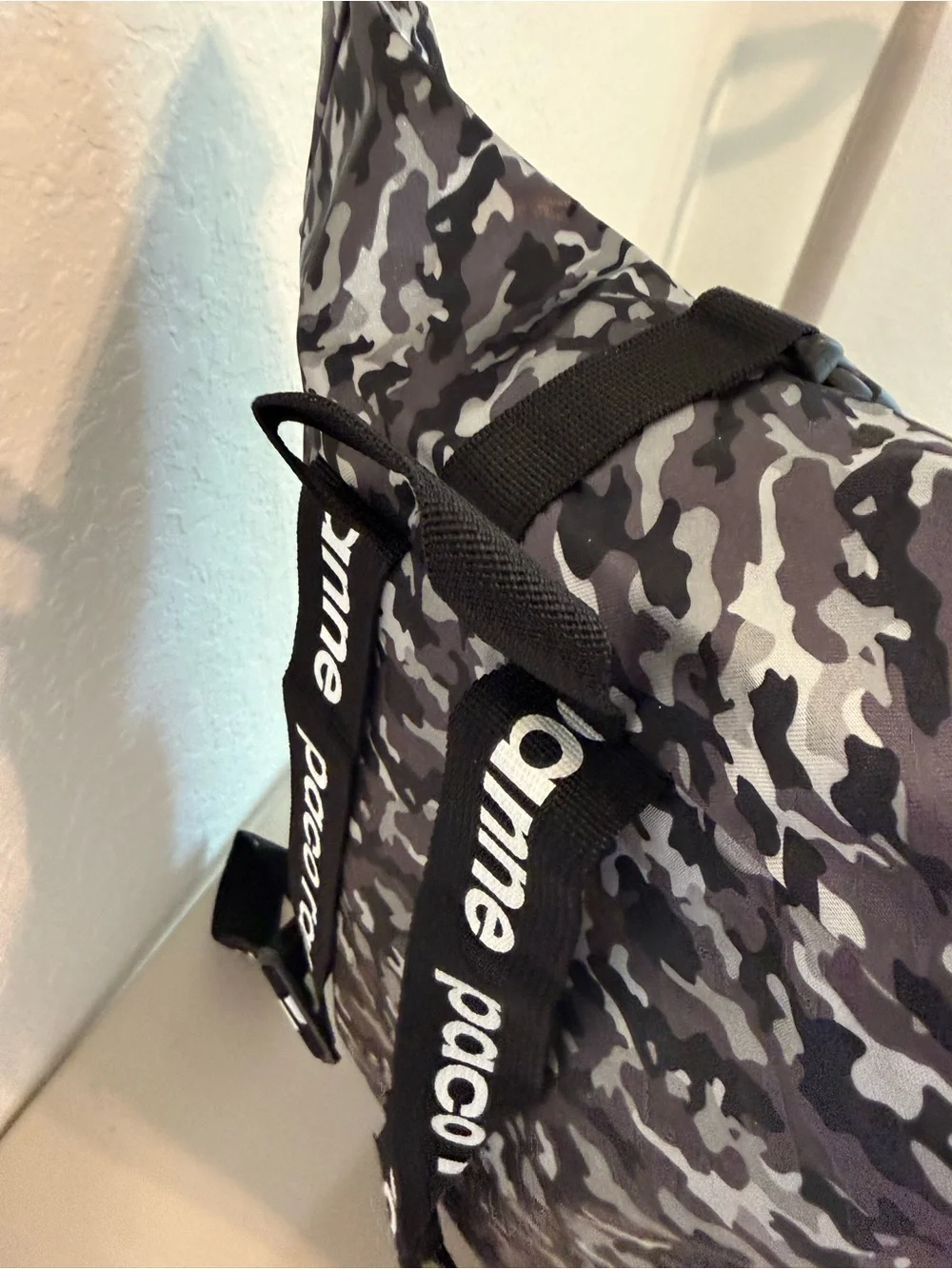 New mens Paco Rabanne Black and Gray Camo Roll-Top Backpack